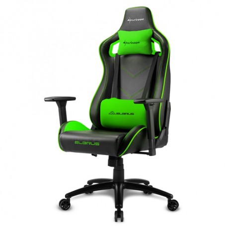 Sharkoon Elbrus 2 Sedia per gaming universale Seduta imbottita Nero, Verde (ELBRUS 2 BLACK/GREEN)