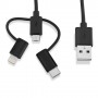 V7 Cavo Lightning/Micro-USB/USB-C 3 in 1 - Nero 1m 3.3ft (LTCMUSB1M-BLK-1E)