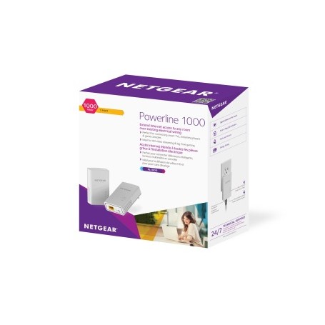 Netgear PL1000 1000 Mbit/s Collegamento ethernet LAN Bianco 2 pz (PL1000-100PES)