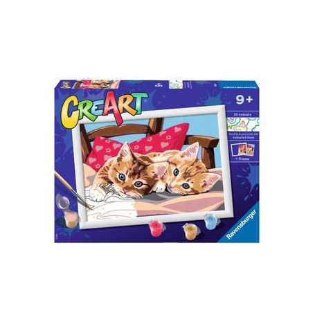 Ravensburger CreArt Two Cuddly Cats Colore per kit di verniciatura in base ai numeri (28938)