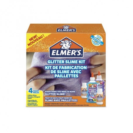 Elmer's Kit colla glitterata viola e blu e 2 flaconi di liquido magico (2077256)