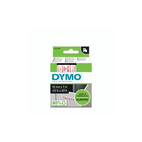 DYMO D1 - Standard Etichette - Rosso su bianco - 12mm x 7m (S0720550A)