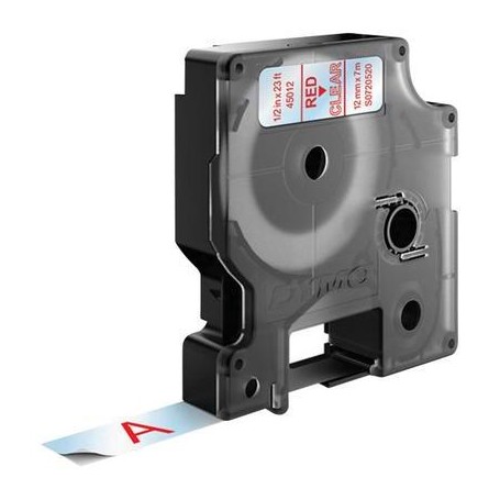 DYMO D1 - Standard Etichette - Rosso su trasparente - 12mm x 7m (S0720520A)