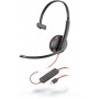 POLY Blackwire C3210 Auricolare Cablato A Padiglione Musica e Chiamate USB tipo-C Nero, Rosso (209748-104)