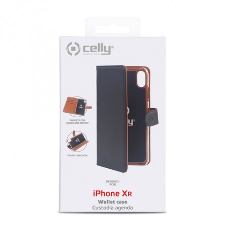 Celly WALLY998 custodia per cellulare 15,5 cm (6.1") Custodia a borsellino Nero, Marrone (WALLY998)