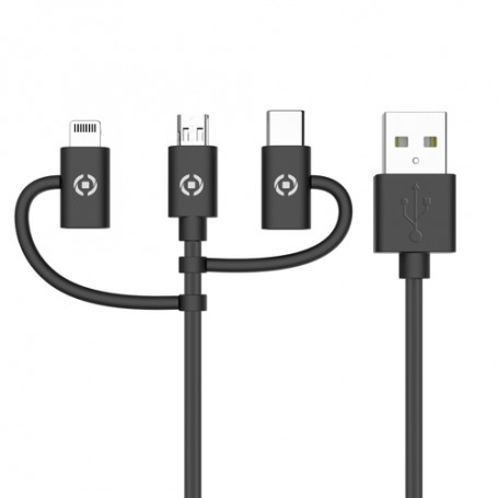 Celly USB3IN1BK cavo USB 1 m USB 2.0 USB A Micro-USB B Nero (USB3IN1BK)