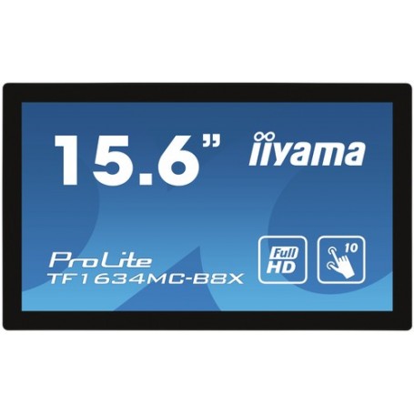 iiyama ProLite TF1634MC-B8X monitor touch screen 39,6 cm (15.6") 1920 x 1080 Pixel Multi-touch Multi utente Nero (TF1634MC-B8X)