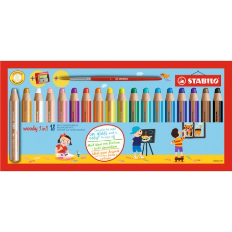 STABILO Woody 3 in 1 pastello colorato Multicolore 18 pz (880/18-3)