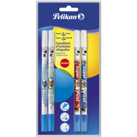 Pelikan 2 Super Sheriff + 2 Super Piret Cancellatori D'inchiostro Doppia Punta (006504)