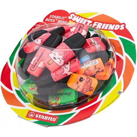 STABILO Boss Mini Sweet Friends evidenziatore 50 pz Punta smussata Blu, Verde, Arancione, Rosa, Giallo (07/50-08)