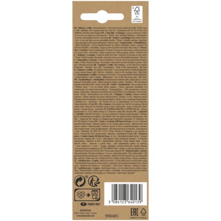 BIC Cristal Re'New, Penna Ricaricabile Blu a Sfera, Fusto in Metallo (Punta 1mm), Confezione 1 Penna + 2 Ricariche (997202)