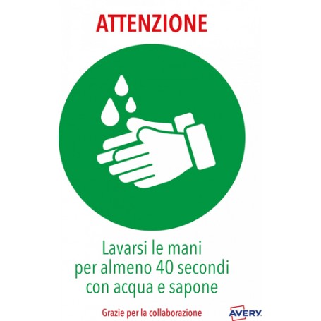 Avery AV_KITCOVID1_IT segnale autoadesivo Poliestere Verde, Bianco (AV_KITCOVID1_IT)