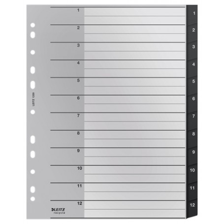Leitz 12090000 intercalare Indice a linguetta vuota Polipropilene (PP) Nero, Bianco (12090000)
