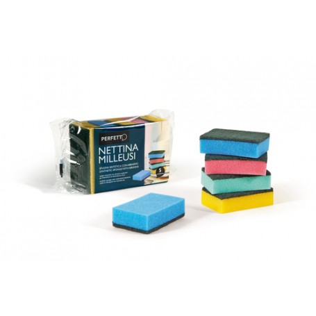 Perfetto 0246C spugna Rettangolare Poliestere, Poliuretano Colori assortiti 5 pz (0246C)
