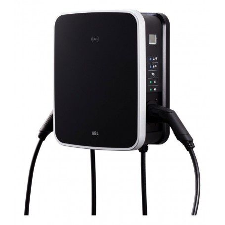 Scatola da muro ABL 3W2264P con 2 cavi di ricarica, tipo 2, 2x 11kW, 32A, trifase, preconfigurata con reev Backend Pro (3W2264P)