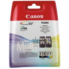 Canon PG-510/CL-511 Multi Pack cartuccia d'inchiostro 2 pz Originale Resa standard Nero, Ciano, Magenta, Giallo (2970B010)