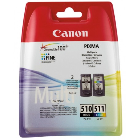 Canon PG-510/CL-511 Multi Pack cartuccia d'inchiostro 2 pz Originale Resa standard Nero, Ciano, Magenta, Giallo (2970B010)