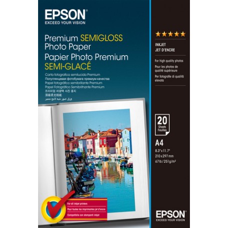 Epson Premium, DIN A4, 251g/m² carta fotografica Bianco Semi lucida (C13S041332)