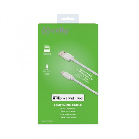 Celly USBLIGHT3MWH cavo Lightning 3 m Bianco (USBLIGHT3MWH)