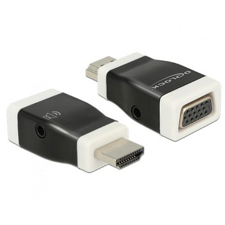 DeLOCK 65586 adattatore per inversione del genere dei cavi HDMI-A VGA Nero, Bianco (65586)