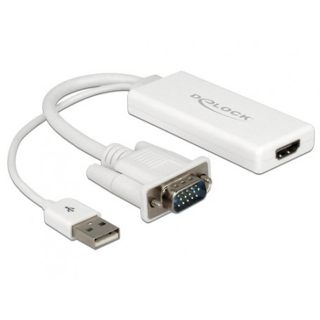 DeLOCK 62460 cavo e adattatore video 0,25 m VGA, USB2.0-A HDMI Bianco (62460)