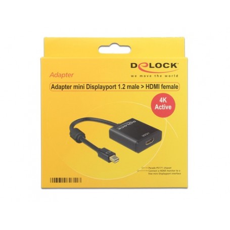 DeLOCK 62611 cavo e adattatore video 0,2 m mini DisplayPort 1.2 HDMI Nero (62611)