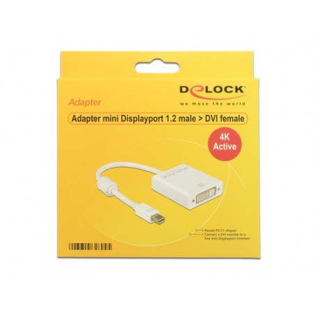 DeLOCK 62604 cavo e adattatore video 0,2 m mini Displayport 1.2 DVI-I 24+5 Bianco (62604)