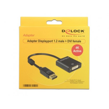 DeLOCK 62599 cavo e adattatore video 0,2 m Displayport 1.2 DVI-I 24+5 Nero (62599)