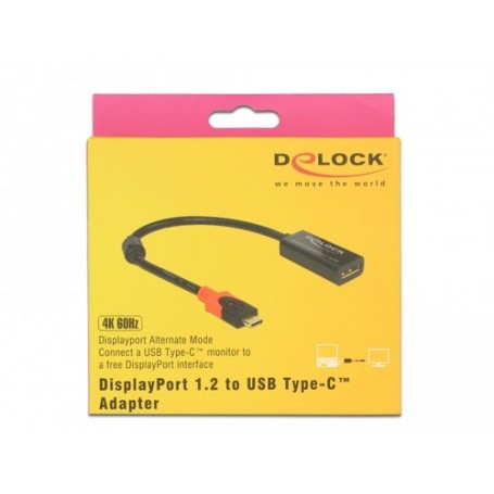 DeLOCK 63928 cavo e adattatore video 0,2 m USB tipo-C DisplayPort 20 pin Nero, Rosso (63928)