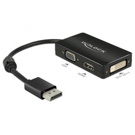 DeLOCK 0.16m DisplayPort/VGA+HDMI+DVI 0,16 m VGA (D-Sub)+ HDMI + DVI Nero (62656)
