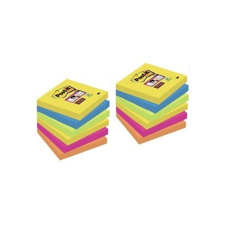 3M 654SR9+3 pouch autoadesiva Quadrato Blu, Verde, Arancione, Rosa, Giallo 90 fogli (7100066310)