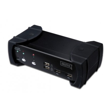 Digitus DVI-Audio-USB, 2-port switch per keyboard-video-mouse (kvm) Nero (DS-12820)