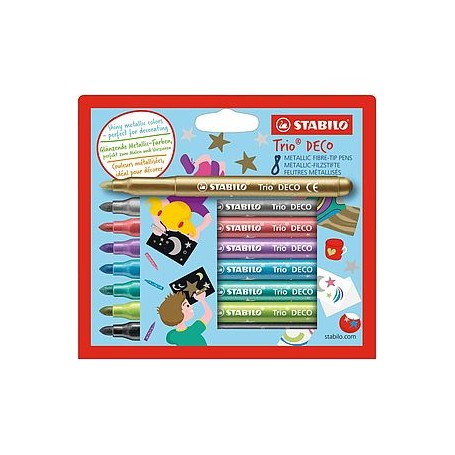 STABILO Trio DECO marcatore Oro, Nero metallizzato, Blu metallizzato, Verde metallizato, Lilla metallico, Rosa metallizz (377/8)