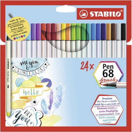 STABILO Pen 68 brush marcatore Multicolore 24 pz (568/24-21)