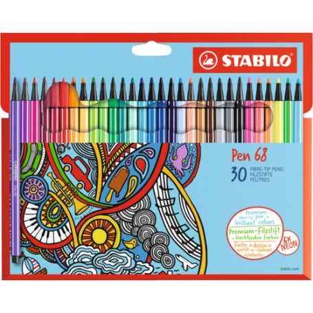 STABILO Pen 68 Cardboard Wallet marcatore Medio Multicolore 30 pz (6830-7)