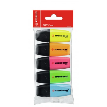 STABILO BOSS Mini evidenziatore 5 pz Punta smussata Blu, Verde, Arancione, Rosa, Giallo (07/5-11)