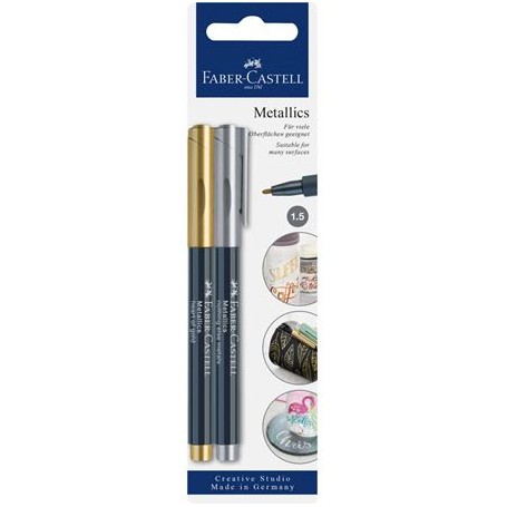 Faber-Castell 160796 evidenziatore 2 pz Punta del pennello Oro, Metallico (160796)