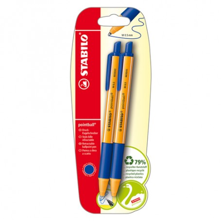 STABILO 2 Penne a Sfera a Scatto pointball Blu (B-43716-10)