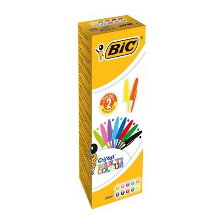 BIC Crystal Nero, Blu, Verde, Azzurro, Verde chiaro, Arancione, Rosa, Porpora, Rosso, Turchese Penna a sfera retrattile (926381)