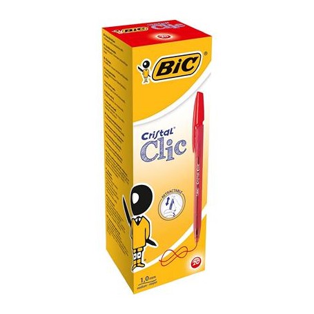 BIC Cristal Clic Rosso Penna a sfera retrattile a clip Medio 20 pz (8507341)
