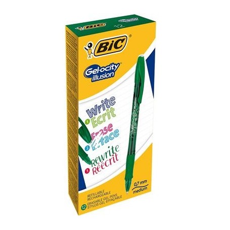 BIC Gel-ocity illusion Penna in gel con cappuccio Verde 12 pz (943443)