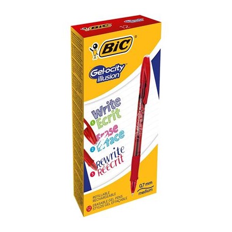 BIC Gel-ocity illusion Penna in gel con cappuccio Rosso 12 pz (943442)