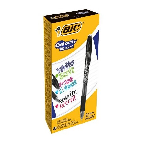 BIC Gel-ocity illusion Penna in gel con cappuccio Nero 12 pz (943441)