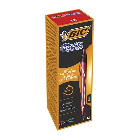 BIC Gel-ocity Quick Dry Rosso Penna a sfera retrattile a clip Medio 12 pz (949874)