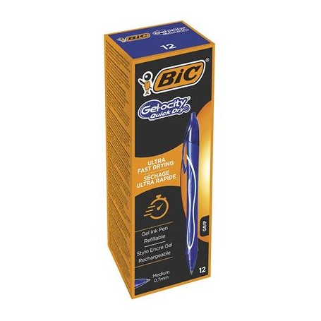 BIC Gel-ocity Quick Dry Blu Penna a sfera retrattile a clip Medio 12 pz (950442)