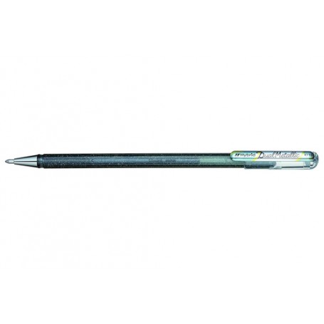 Pentel Hybrid Dual Metallic Penna in gel con cappuccio Fine Metallico, Argento 1 pz (K110-DZX)