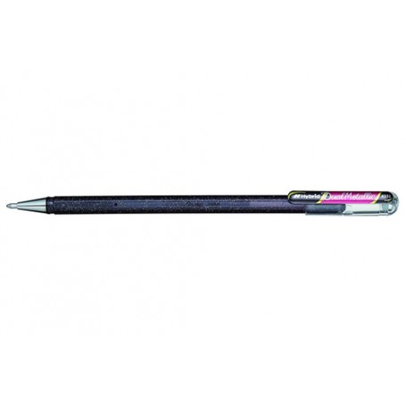 Pentel Hybrid Dual Metallic Penna in gel con cappuccio Fine Nero, Metallico, Rosso 1 pz (K110-DAX)