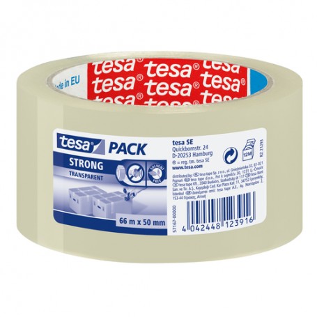 TESA Clear Strong 66 m Polipropilene Trasparente 1 pz (57168-00000-05)