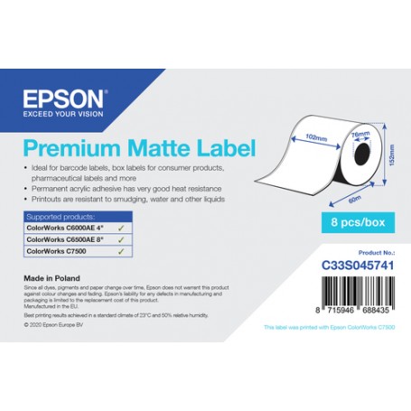 Epson Premium Matte Label - Continuous Roll: 102mm x 60m (C33S045741)