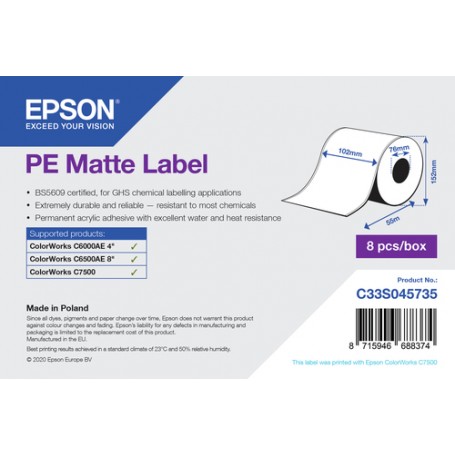 Epson PE Matte Label - Continuous Roll: 102mm x 55m (C33S045735)